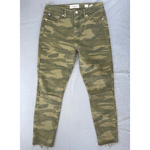 Lucky Brand Bridgette Crop Stretch Skinny Roller Jeans. Green Camo, Size 27.
